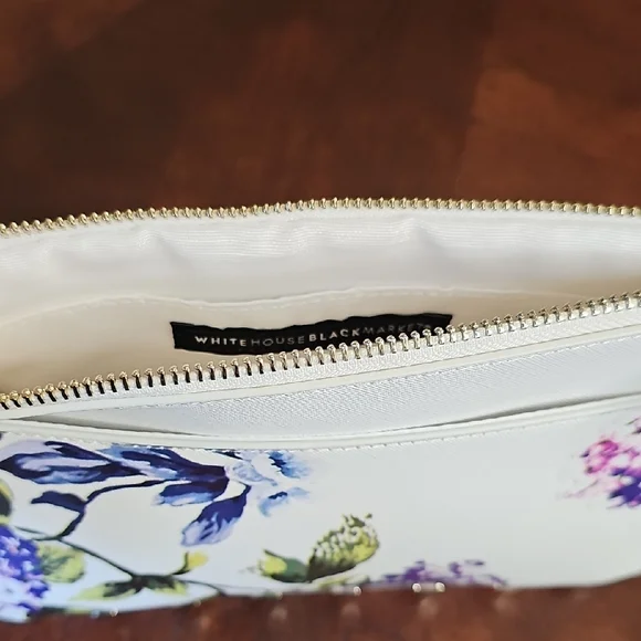NWT White House Black Market Floral Studded Wristlet Clutch White, Purple - Picture 7 of 9